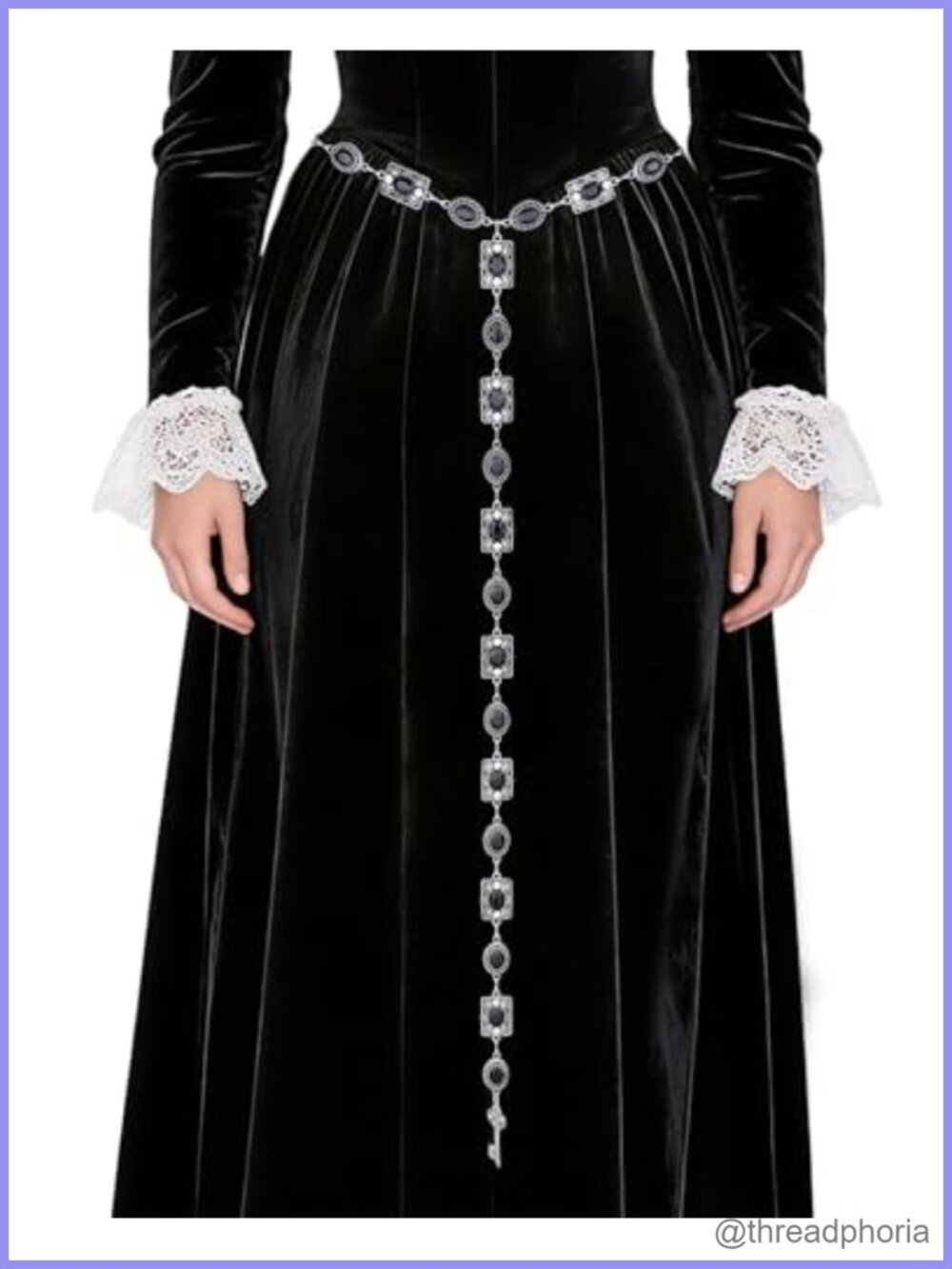 Medieval Renaissance Waist Chain Belt Rhinestone Adjustable Costume Accessory